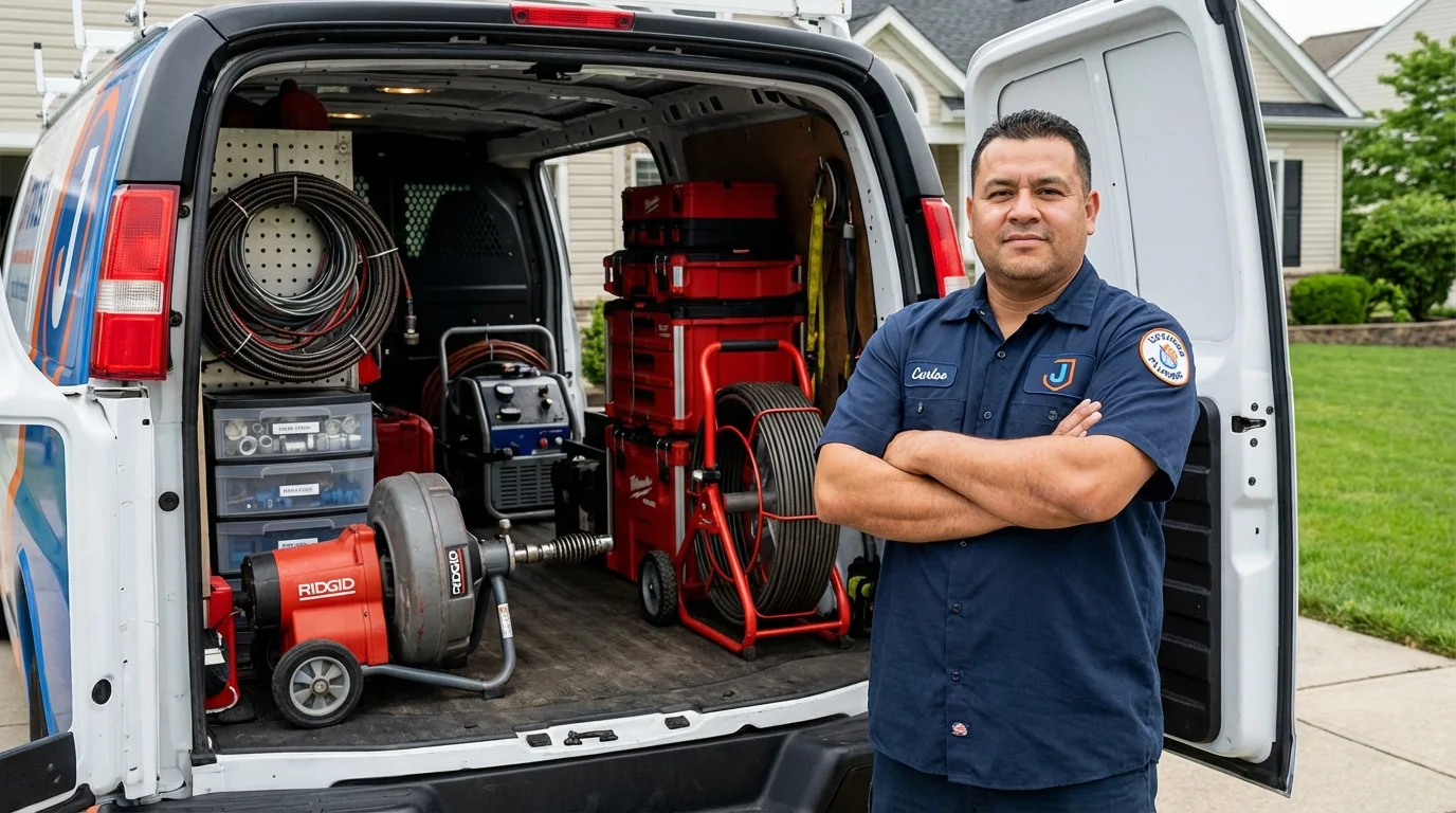 Professional drain cleaning equipment and Johns Plumbing LLC plumber in Chipley