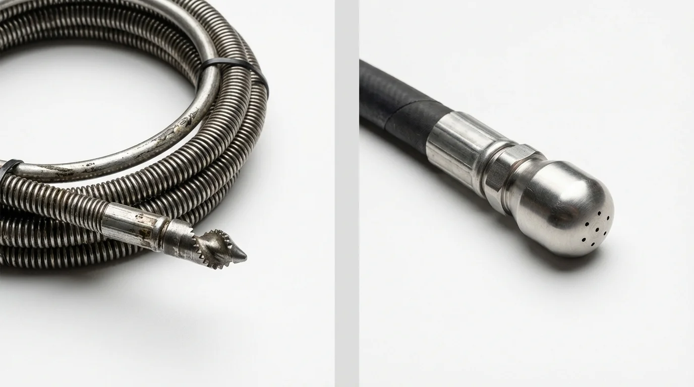 Drain snake cable and hydro jetting nozzle used for drain cleaning in Chipley, FL