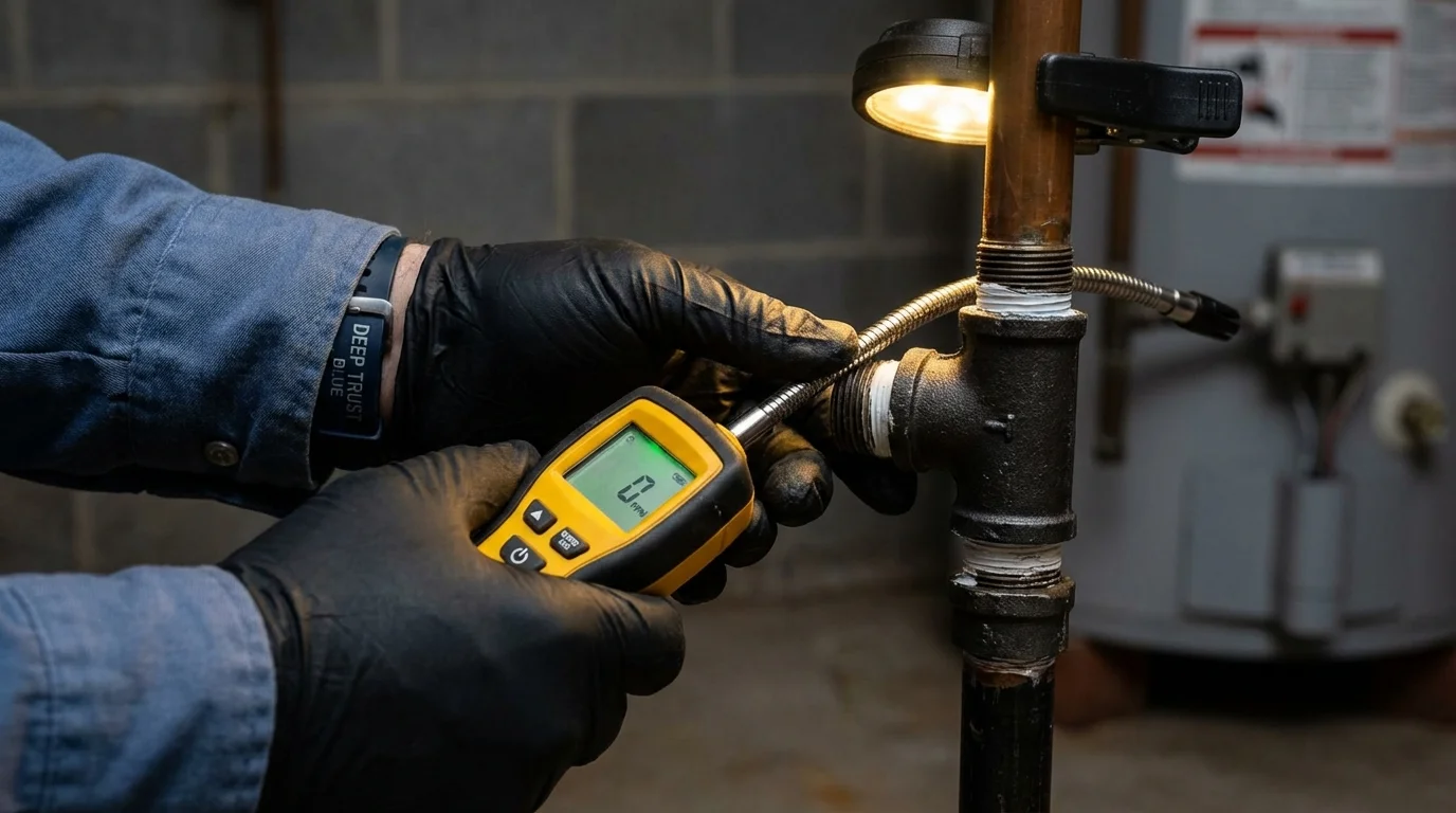 Gas leak detection with electronic sniffer by Johns Plumbing LLC in Chipley